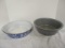 2 Vintage Graniteware Metal Dog Bowls