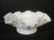 Vintage Fenton Hobnail White Milk Glass Ruffled Edge Pedestal Bowl