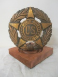 WWI 1917-1918 Commemorative Bronze Marker on Wood Base
