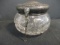 Antique Crystal Vanity Jar with Sterling Lid and Boot Hook