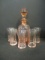 Vintage Pink Depression Glass Liqueur Set