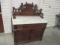 Marble Top Carved Mahogany Victorian Eastlake Cabinet