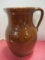 Large Brown Glazed Stoneware Pitcher