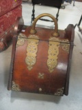 Victorian Wooden Edwardian Coal Box with Brass Accents