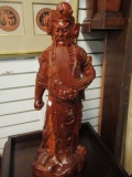 Vintage Carved Wood Chinese Warrior Statue