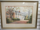 Betty K. Walker Signed Plantation Style Home Watercolor