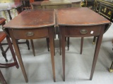 Pair of Banded Mahogany Drop Side End Tables