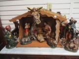 Midcentury Handpainted Musical Nativity Set