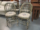 Four Distress Spindle Back Chairs