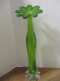 Green Stretched Art Glass Flower Vase
