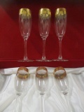 Six C.F. Designs Crystal Water Flutes in Storage Box