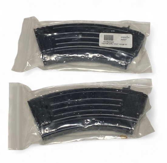 (2) NOS Bulgarian AK-47 30-Round 7.62x39mm Steel Magazines