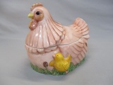Vintage Ceramic Musical Hen & Chicks Cookie Jar 10