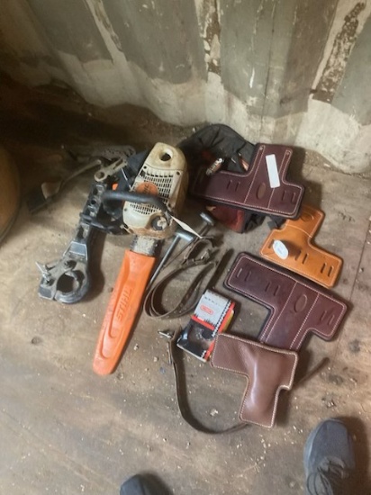 Climbing Spikes and Gear with Various Accessories