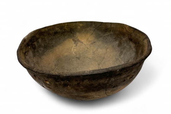 Very Large Ancient Native Shell Tempered Mississippian Clay Pottery Vessel