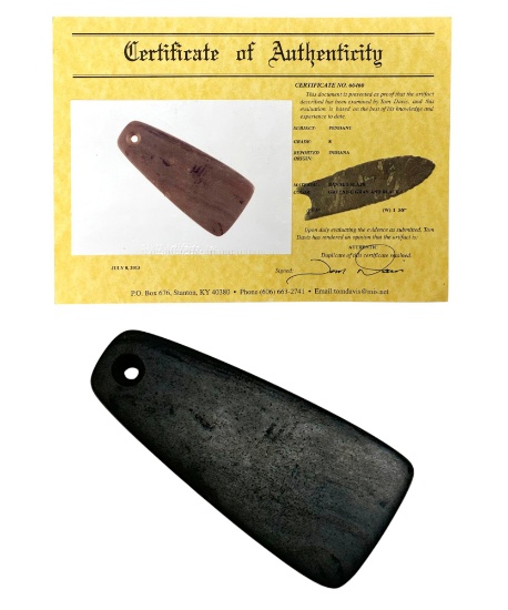 Indiana Banded Slate Pendant Grade 8 With COA