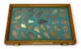 35pc. Curated Ancient Native American Projectile Point Cased Display from Northern Alabama