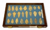 24pc. Curated Ancient Native American Tallahatta Quartzite Projectile Point Display from S. Alabama