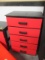Black 5 Drawer Chest w/ Red Vinyl Wrapped Drawers