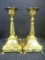 Pair of Neo Classical Style Painted Gold Candlesticks