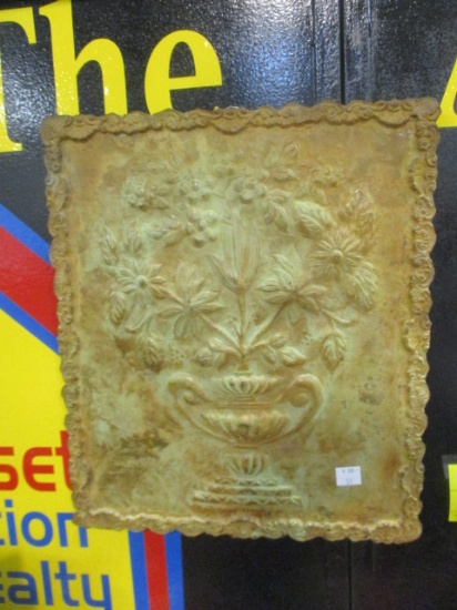 Patina Finish Embossed Metal Wall Hanging