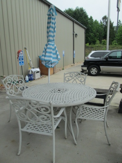 Garden Treasures Patio Set, Umbrella Stand and Umbrella