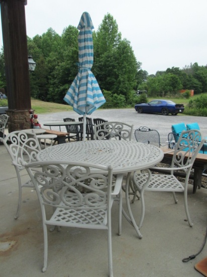 Garden Treasures Patio Set, Umbrella Stand and Umbrella