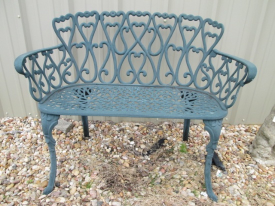 Patina Cast Metal Bench