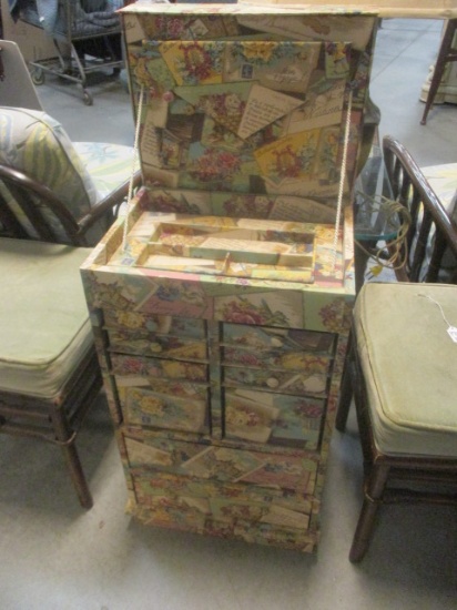 Fabric Covered Dome Top Jewelry Armoire