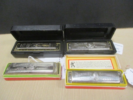 Four Hohner "Old Standby" Harmonica Mouth Harps