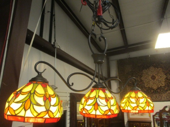 3-Light Stained Glass Style Chandelier