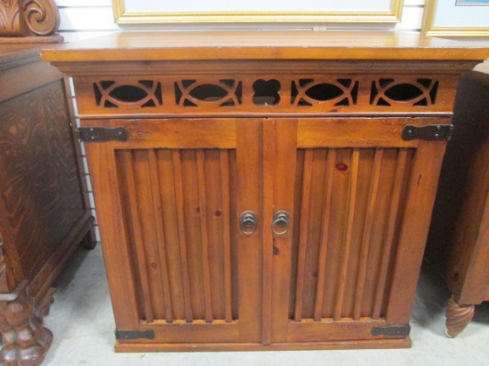 Pine Distressed Finish Double Door Cabinet
