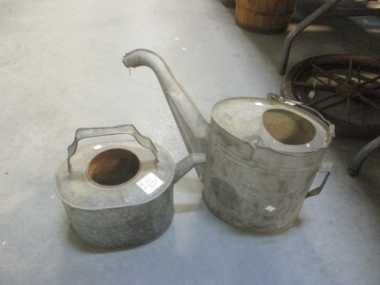 Two Old Galvanized Watering Cans