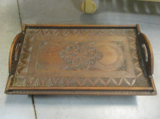 Victorian Carved Mahogany Serving Tray