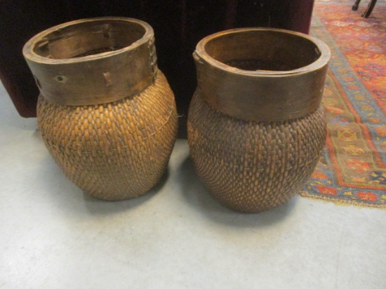 Two Chinese Woven River Baskets
