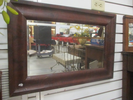 Vintage Flame Mahogany Framed Beveled Mirror