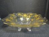 Elegant Ware Footed Gold Overlay Floral Design