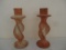 Pair pf Retro International Silver Co. Carved Stone Candle Holders