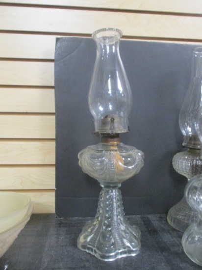 Vintage Pressed Glass Hurricane Oil Lamp