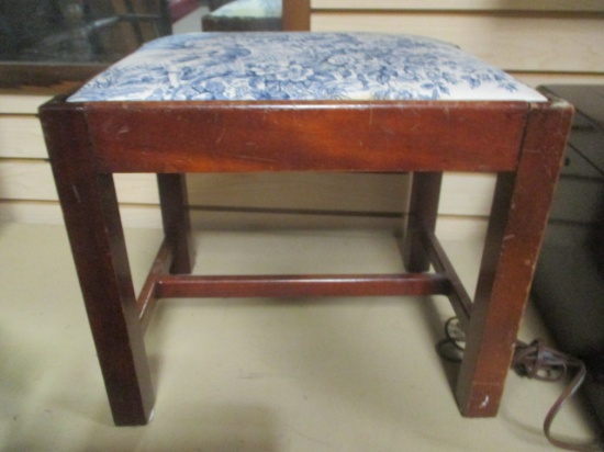 Wood and Upholstered Seat Stool