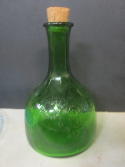 Vintage White House Vinegar Green Glass Jar with Cork