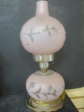 Vintage Pink Frosted Glass Gone with the Wind Electrified Vanity Lamp
