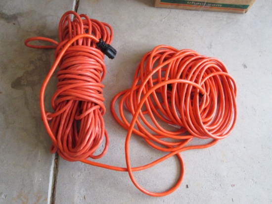 Two Orange Heavy Duty Extension Cords and Power Strips