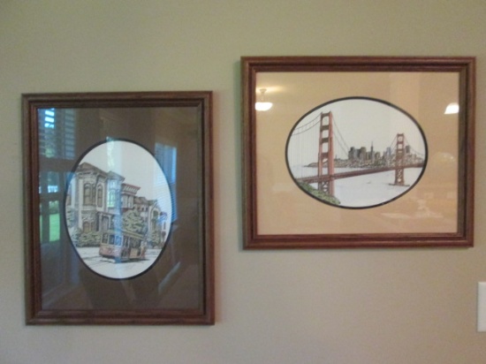 Framed and Matted Pencil Signed Debbie Patrick "Golden Gate Bridge" and