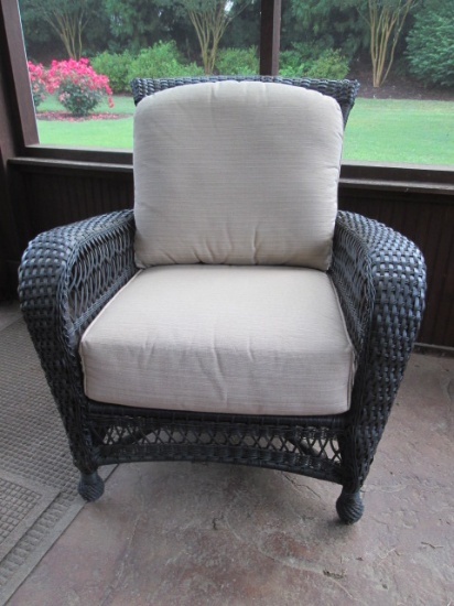 Woven Resin Wicker Arm Chair with Sunbrella Cushions