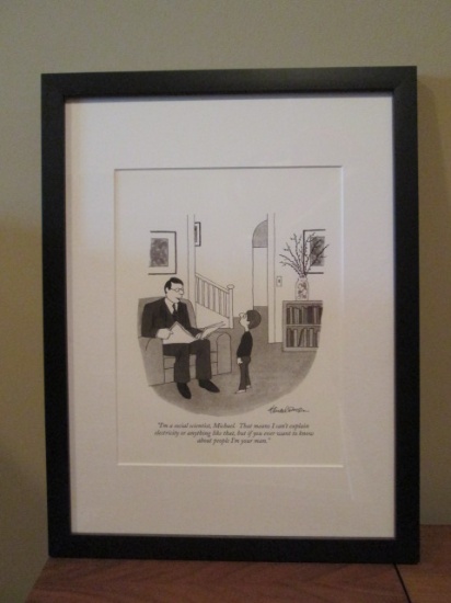 Framed and Matted "The New Yorker" Cartoon Bank Collection Print of Cartoon