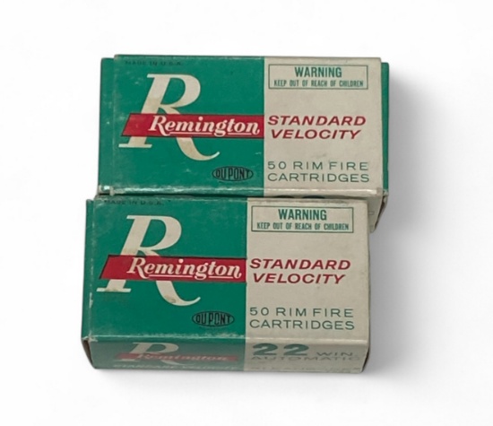 NIB 100rds. of Rare .22 WINCHESTER AUTOMATIC Remington Kleanbore Standard Velocity Ammunition