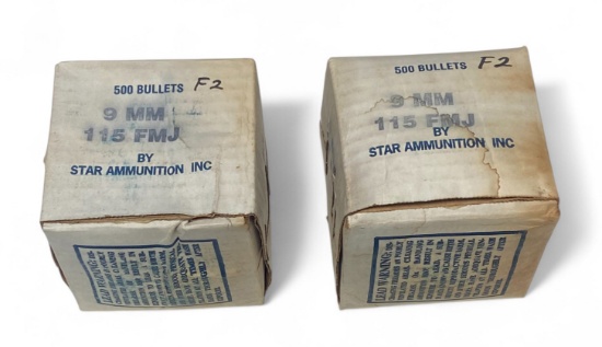 NIB 1000qty. of 9mm 115gr. FMJ Star Inc. Bullets for Reloading