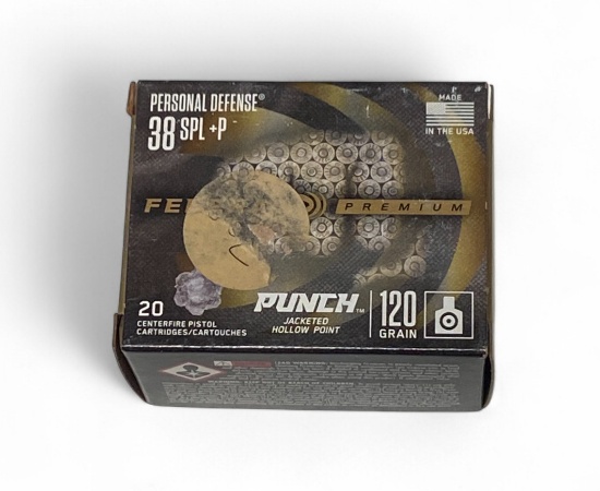 NIB 20rds of .38 SPL +P 120gr. Federal Punch JHP Ammunition