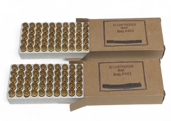 NIB 100rds Winchester 9MM Military Surplus Ball NATO 124gr. M882 Ammunition